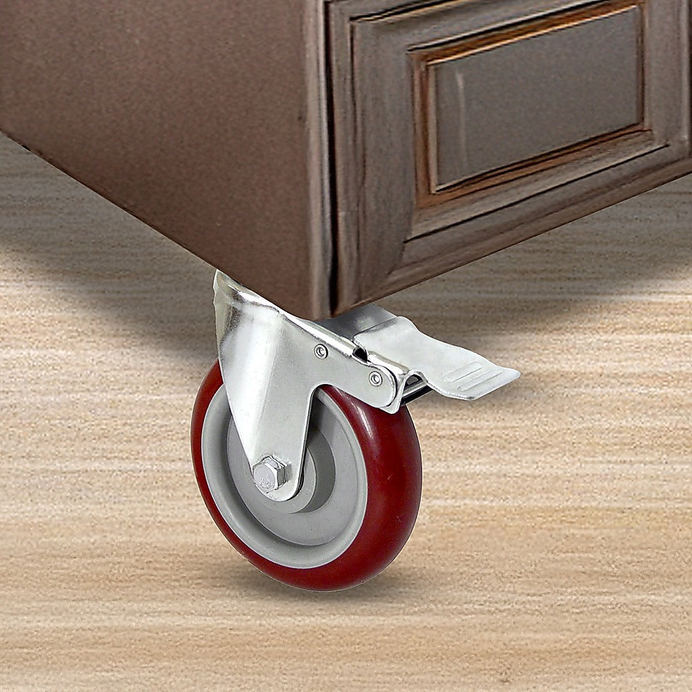 4 Pack 5 Inch Heavy Duty Locking Caster Wheels Swivel Plate Castors