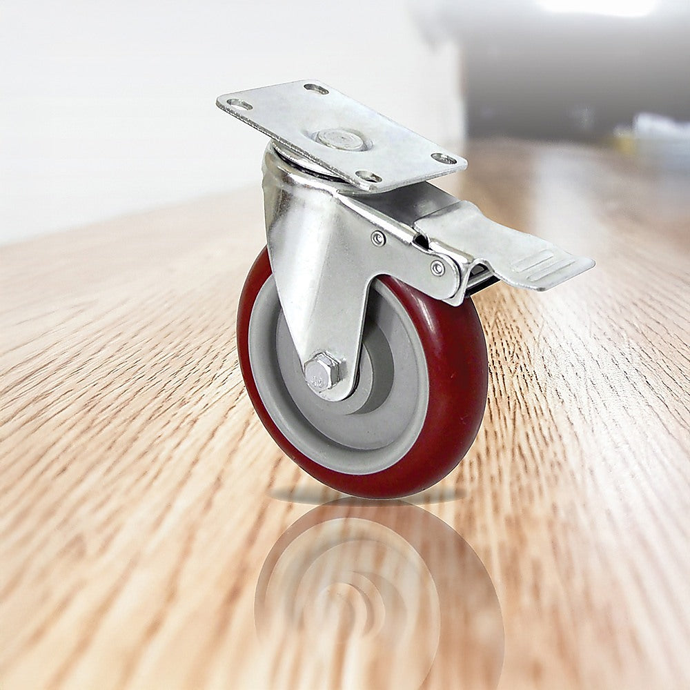 4 Pack 5 Inch Heavy Duty Locking Caster Wheels Swivel Plate Castors
