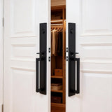 Matte Black Double Door Handle Set Dummy Front Entry Deadbolt Lock
