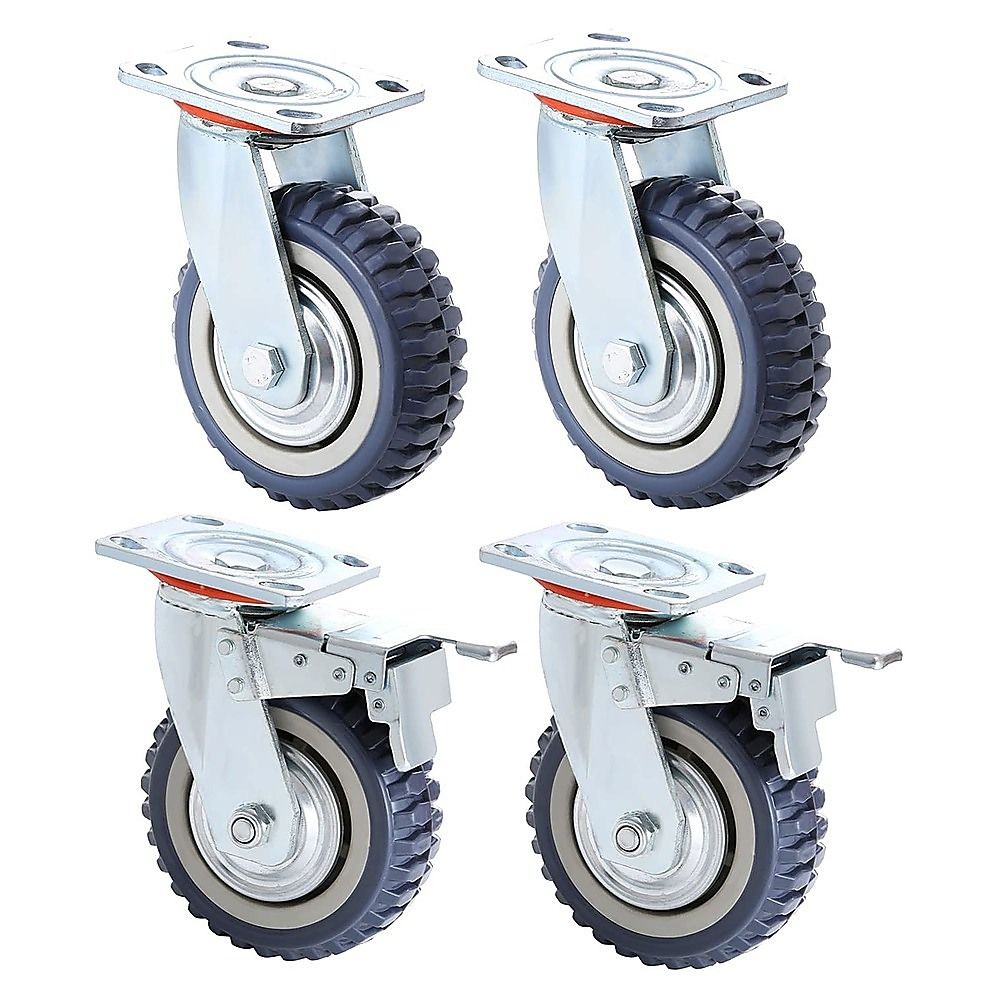 Heavy Duty Plate Caster Wheels Set 4 1200kg Swivel