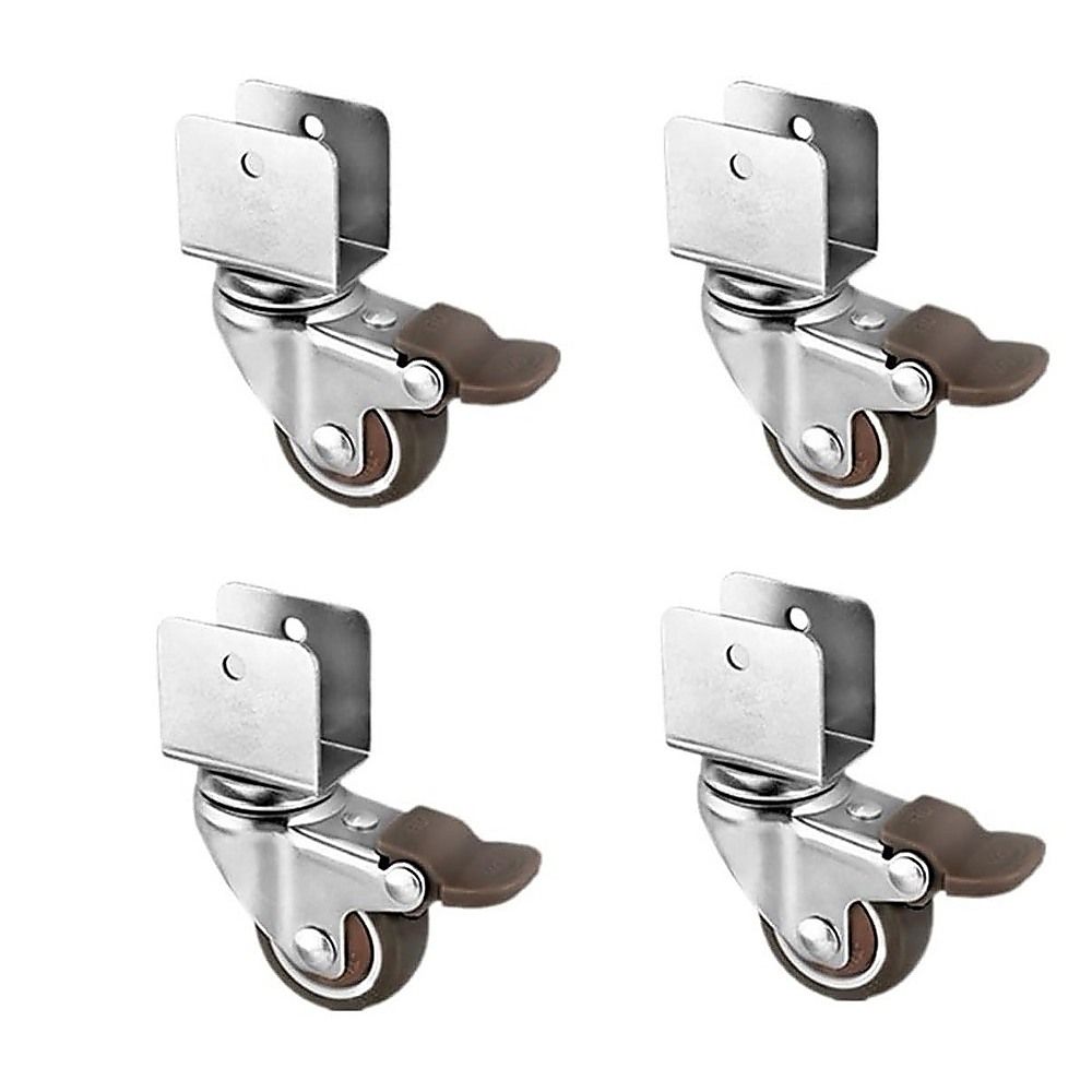 2 Inch U-Shaped TPE Swivel Castor Wheels Set 4 Brake