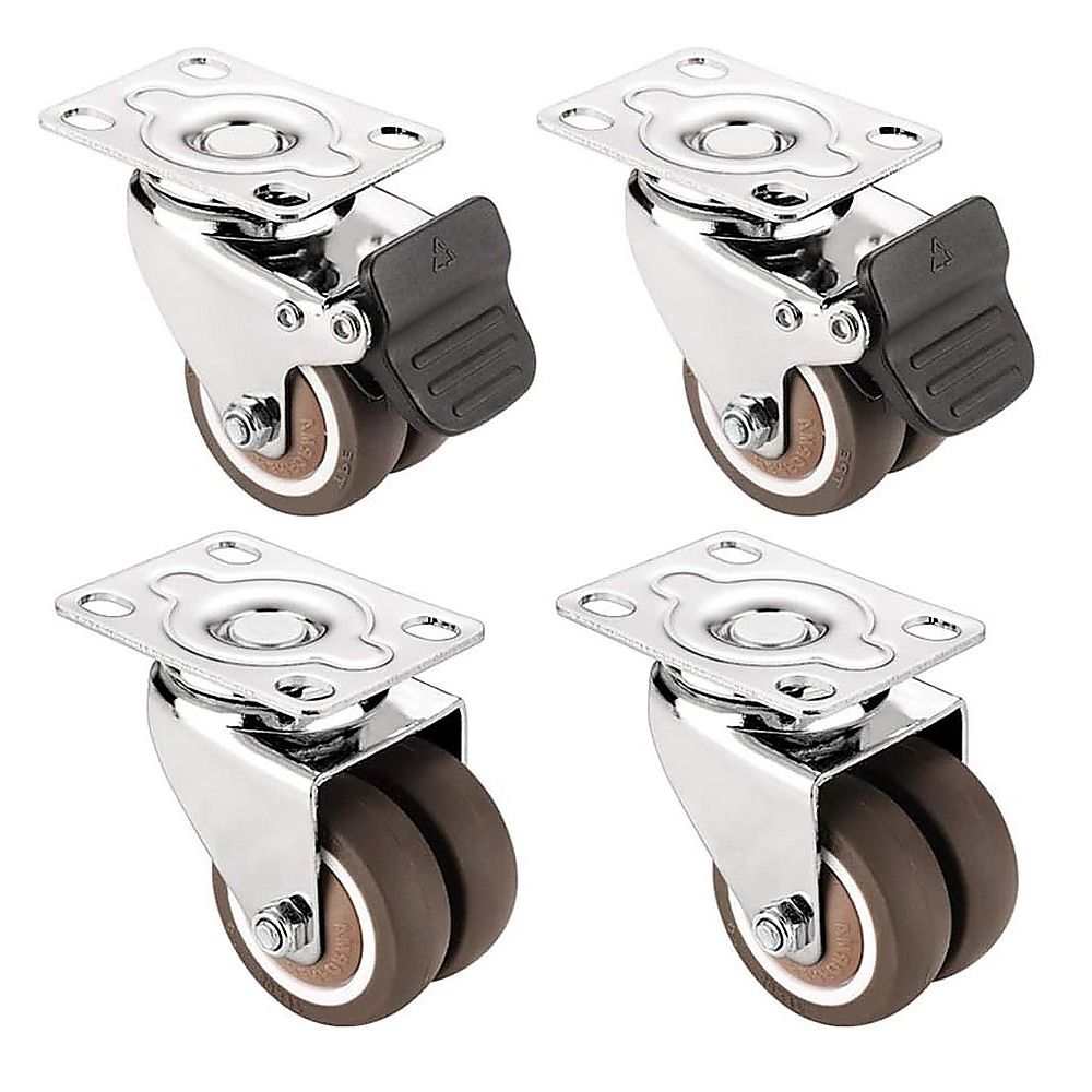 50mm Swivel Caster Wheels Set 4 with Brakes Twin