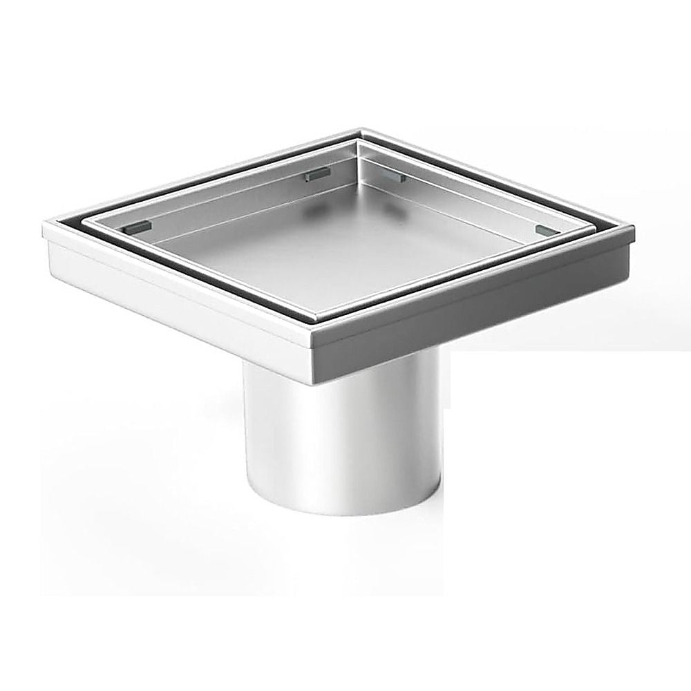 10x10cm Square Shower Drain with Removable Tile Insert Grate – Chrome 304 Stainless Steel, CUPC Certified for Modern Bathrooms
