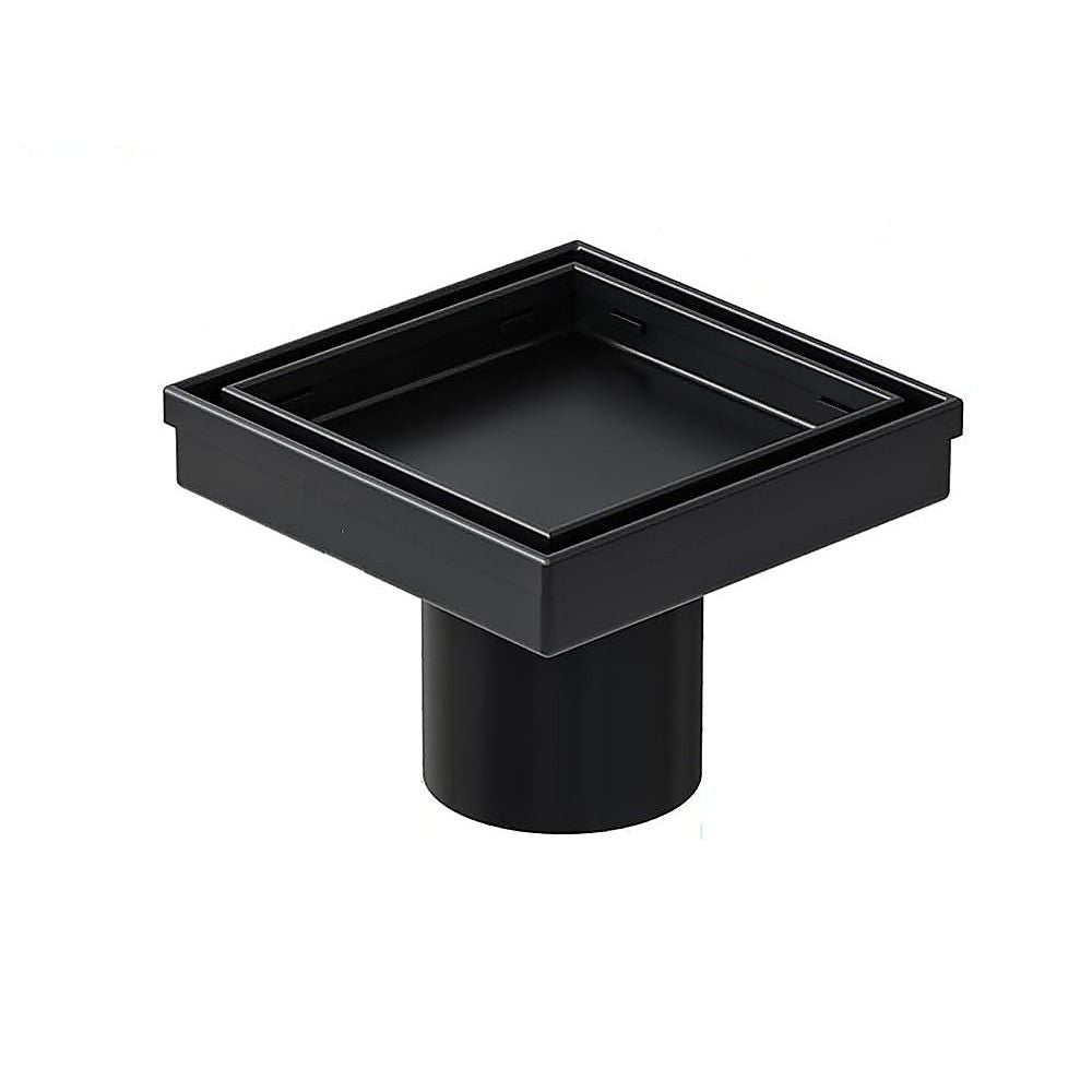 15x15cm Square Shower Drain with Removable Tile Insert Grate – Black 304 Stainless Steel, CUPC Certified for Modern Bathrooms