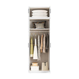 80x240cm 2-Door White Steel Hanging Wardrobe with Black Handle Storage Cabinet
