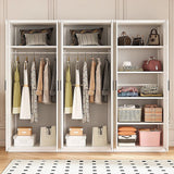 240x200cm 6-Door White Steel 2 Hanging and 1 Shelf Wardrobe with Black Handle Storage Cabinet