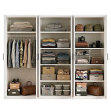 240x200cm 6-Door White Steel 1 Hanging and 2 Shelf Wardrobe with Black Handle Storage Cabinet
