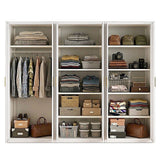 240x200cm 6-Door White Steel 1 Hanging and 2 Shelf Wardrobe with Gold Handle Storage Cabinet