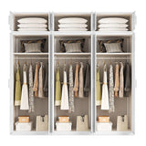 240x240cm 6-Door White Steel Hanging Wardrobe with White Handle Storage Cabinet