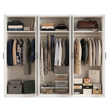 240x200cm 6-Door White Steel Hanging Wardrobe with Black Handle Storage Cabinet