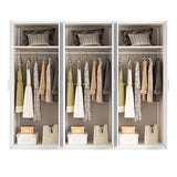 240x200cm 6-Door White Steel Hanging Wardrobe with White Handle Storage Cabinet