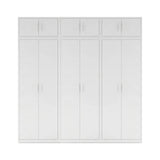 240x240cm 6-Door White Steel Shelf Wardrobe with White Handle Storage Cabinet
