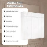 240x240cm 6-Door White Steel Shelf Wardrobe with White Handle Storage Cabinet