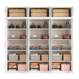 240x240cm 6-Door White Steel Shelf Wardrobe with White Handle Storage Cabinet