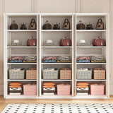 240x200cm 6-Door White Steel Shelf Wardrobe with White Handle Storage Cabinet