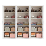 240x200cm 6-Door White Steel Shelf Wardrobe with White Handle Storage Cabinet