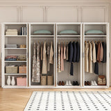320x200cm 8-Door White Steel 3 Hanging and 1 Shelf Wardrobe with Black Handle Storage Cabinet