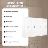 320x200cm 8-Door White Steel 3 Hanging and 1 Shelf Wardrobe with Black Handle Storage Cabinet