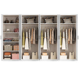 320x200cm 8-Door White Steel 3 Hanging and 1 Shelf Wardrobe with Black Handle Storage Cabinet