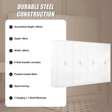 320x200cm 8-Door White Steel 3 Hanging and 1 Shelf Wardrobe with Gold Handle Storage Cabinet