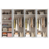 320x200cm 8-Door White Steel 3 Hanging and 1 Shelf Wardrobe with Gold Handle Storage Cabinet