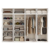 320x240cm 8-Door White Steel 2 Hanging and 2 Shelf Wardrobe with White Handle Storage Cabinet