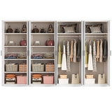 320x200cm 8-Door White Steel 2 Hanging and 2 Shelf Wardrobe with Black Handle Storage Cabinet