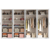 320x200cm 8-Door White Steel 2 Hanging and 2 Shelf Wardrobe with Gold Handle Storage Cabinet