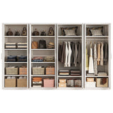 320x200cm 8-Door White Steel 2 Hanging and 2 Shelf Wardrobe with White Handle Storage Cabinet