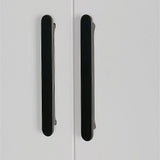 320x200cm 8-Door White Steel 1 Hanging and 3 Shelf Wardrobe with Black Handle Storage Cabinet