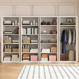 320x200cm 8-Door White Steel 1 Hanging and 3 Shelf Wardrobe with Gold Handle Storage Cabinet