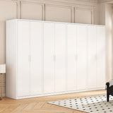 320x200cm 8-Door White Steel Shelf Wardrobe with White Handle Storage Cabinet