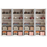 320x200cm 8-Door White Steel Shelf Wardrobe with White Handle Storage Cabinet