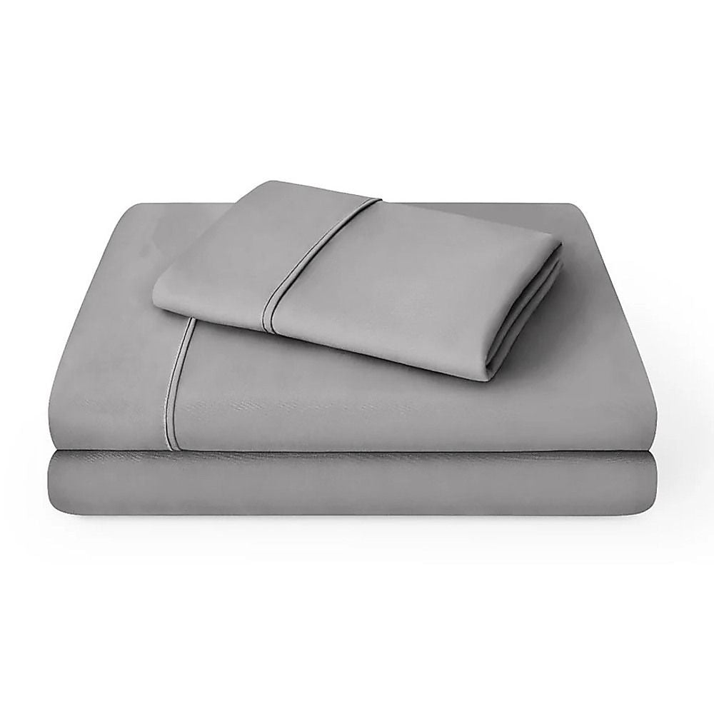 Microfiber Sheet Set 4 Piece Queen Light Grey Deep Pocket Bed Sheets Soft Breathable Easy Care Bedding