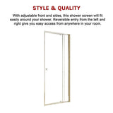 Adjustable Semi Frameless Shower Screen 82-90cm x 195cm With Gold Hardware & No Side Return For Modern Bathrooms