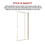 Adjustable Semi Frameless Shower Screen 98-106cm x 195cm With Gold Hardware & No Side Return For Modern Bathrooms