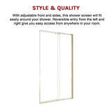 Adjustable Semi Frameless Shower Screen 114-122cm x 195cm With Gold Hardware & No Side Return For Modern Bathrooms