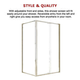 Adjustable Semi Frameless Shower Screen 114-122cm x 89-92cm With Gold Hardware For Modern Bathrooms