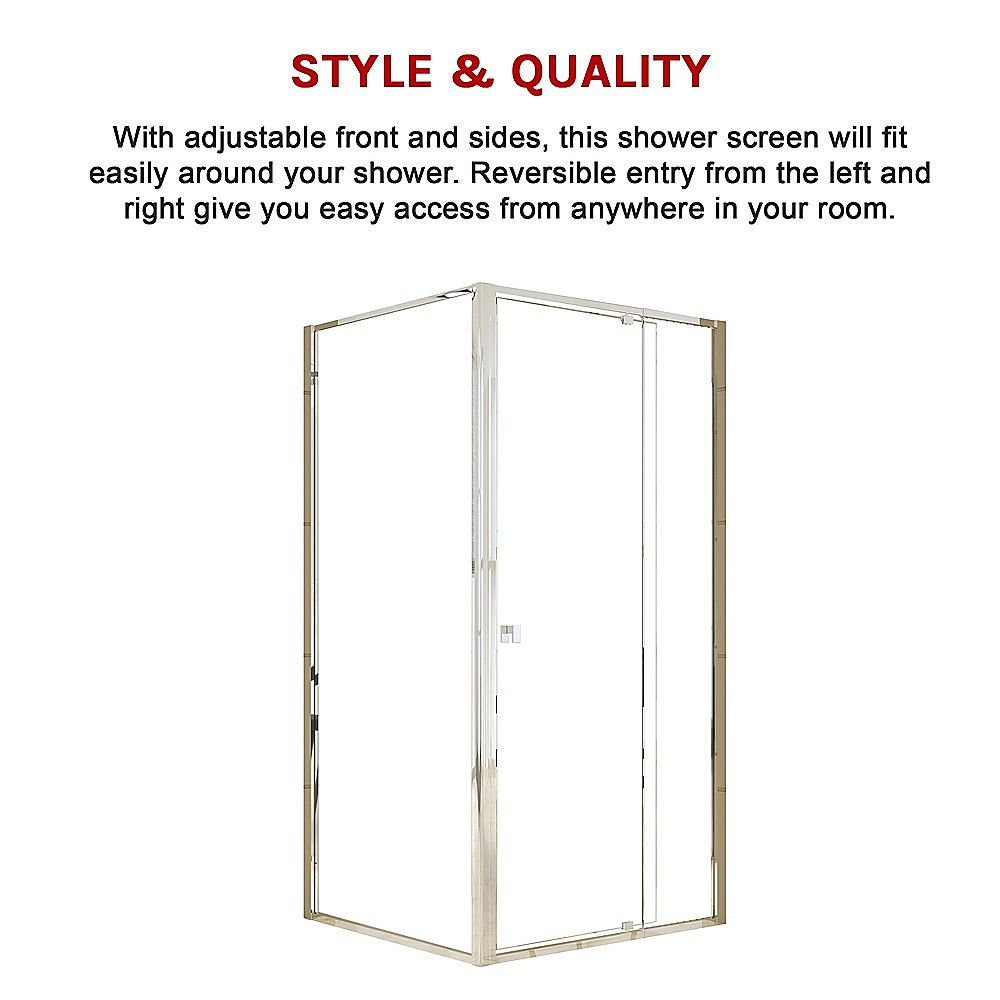 Adjustable Semi Frameless Shower Screen 98-106cm x 89-92cm With Gold Hardware For Modern Bathrooms