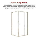 Adjustable Semi Frameless Shower Screen 98-106cm x 89-92cm With Gold Hardware For Modern Bathrooms