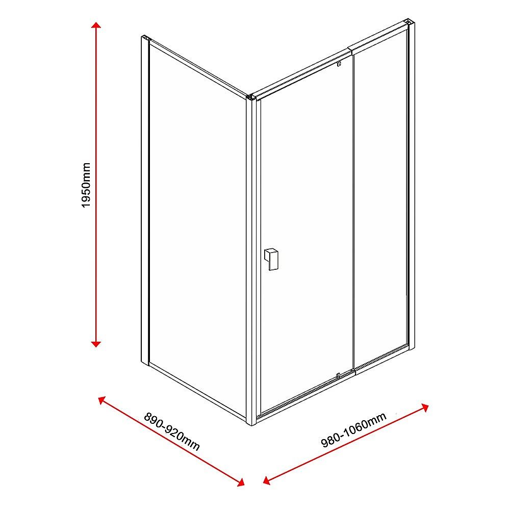 Adjustable Semi Frameless Shower Screen 98-106cm x 89-92cm With Gold Hardware For Modern Bathrooms