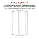 Adjustable Semi Frameless Shower Screen 82-90cm x 89-92cm With Gold Hardware For Modern Bathrooms