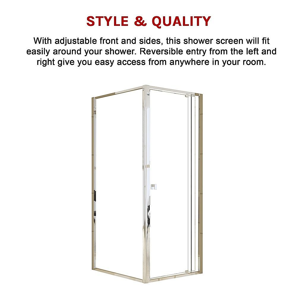 Adjustable Semi Frameless Shower Screen 74-82cm x 89-92cm With Gold Hardware For Modern Bathrooms