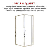 Adjustable Semi Frameless Shower Screen 74-82cm x 89-92cm With Gold Hardware For Modern Bathrooms