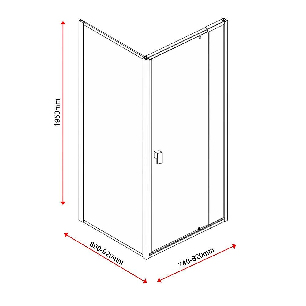 Adjustable Semi Frameless Shower Screen 74-82cm x 89-92cm With Gold Hardware For Modern Bathrooms