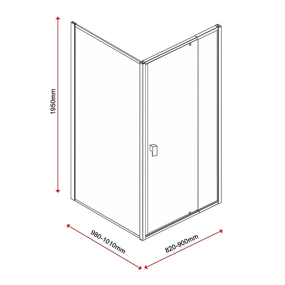 Adjustable Semi Frameless Shower Screen 82-90cm x 98-101cm With Gold Hardware For Modern Bathrooms