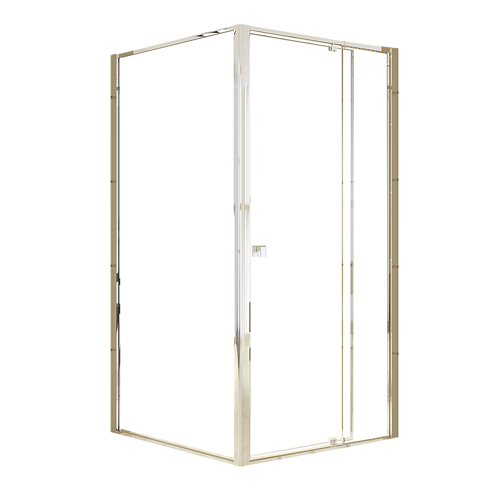 Adjustable Semi Frameless Shower Screen 98-106cm x 98-101cm With Gold Hardware For Modern Bathrooms