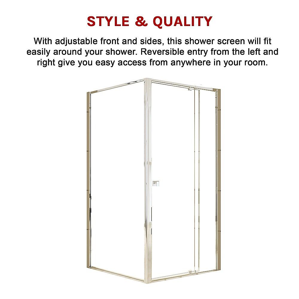 Adjustable Semi Frameless Shower Screen 98-106cm x 98-101cm With Gold Hardware For Modern Bathrooms
