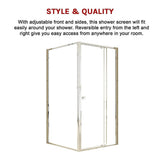 Adjustable Semi Frameless Shower Screen 98-106cm x 98-101cm With Gold Hardware For Modern Bathrooms