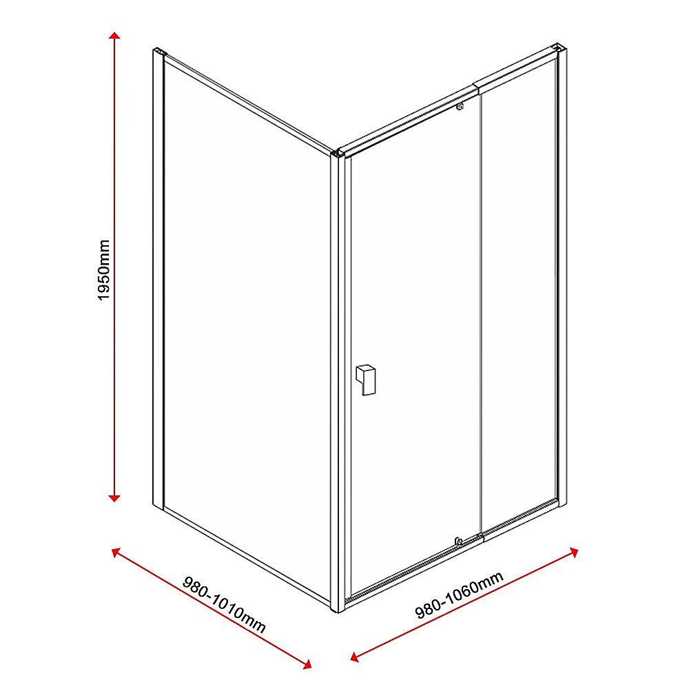 Adjustable Semi Frameless Shower Screen 98-106cm x 98-101cm With Gold Hardware For Modern Bathrooms